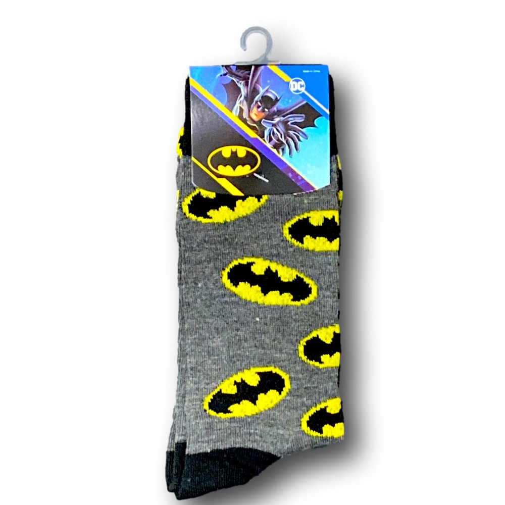 3/$20 DC Comics Batman Bat Signal Logo Retro Funny Novelty Crew Socks - NWT